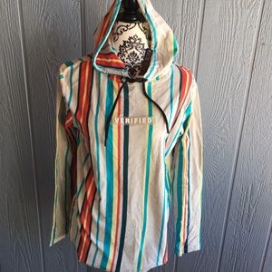 Vox Populi Cream Multicolor Stripe Hoodie Verified Long Sleeve Shirt NWT